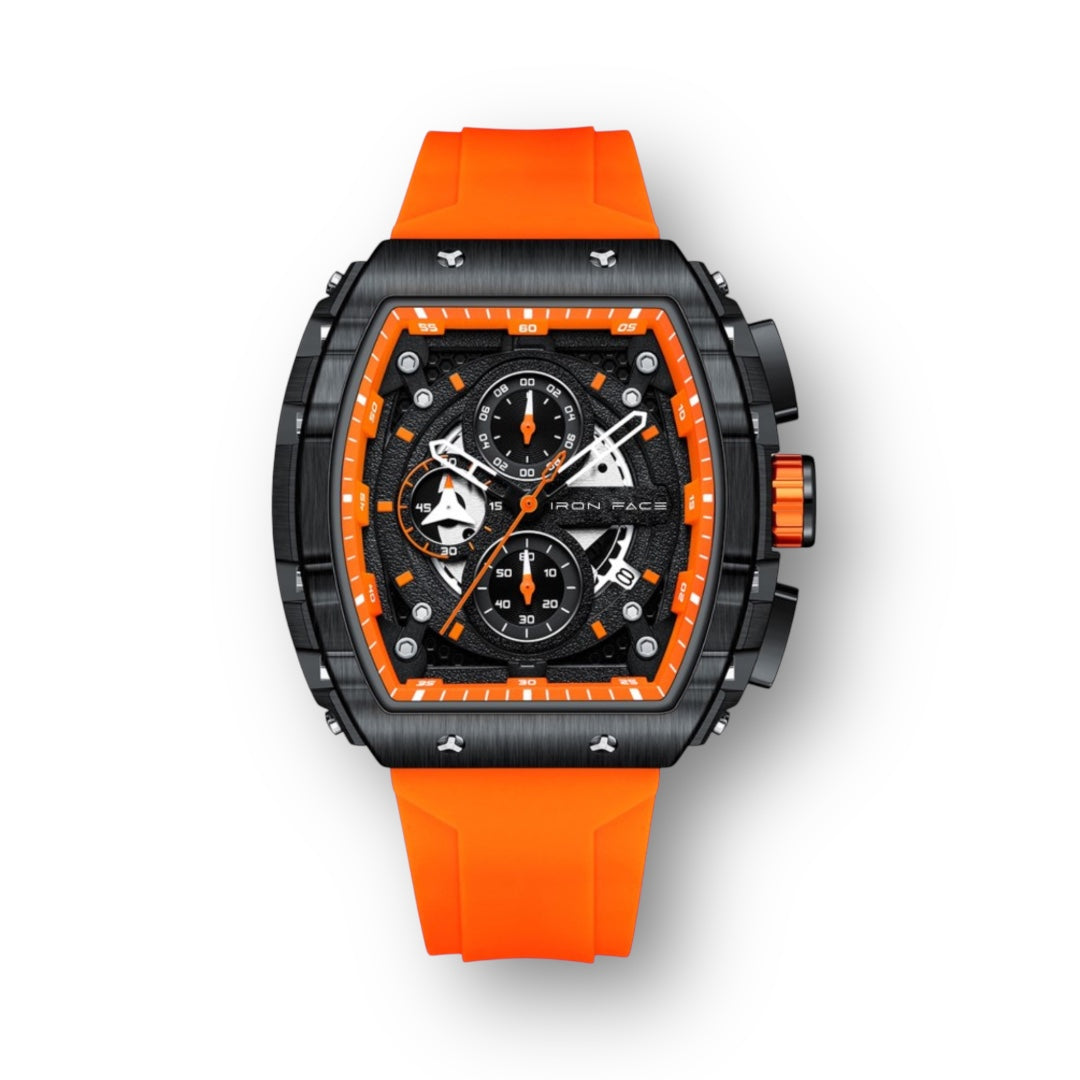 Iron Face Watch Orange Explosion + Diamond White  Case The Masculino